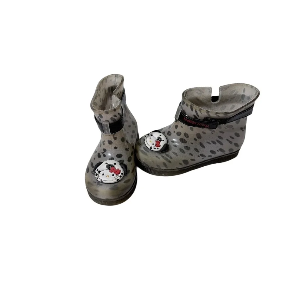 Kidcore Hello Kitty Sanrio Grendene Kids Rain Boots 9 Grey Dalmatian Jelly Shoes
